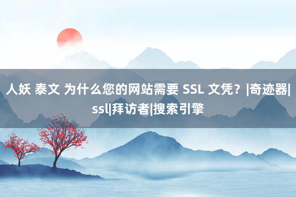 人妖 泰文 为什么您的网站需要 SSL 文凭？|奇迹器|ssl|拜访者|搜索引擎