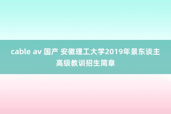 cable av 国产 安徽理工大学2019年景东谈主高级教