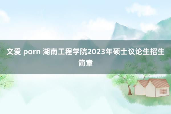 文爱 porn 湖南工程学院2023年硕士议论生招生简章